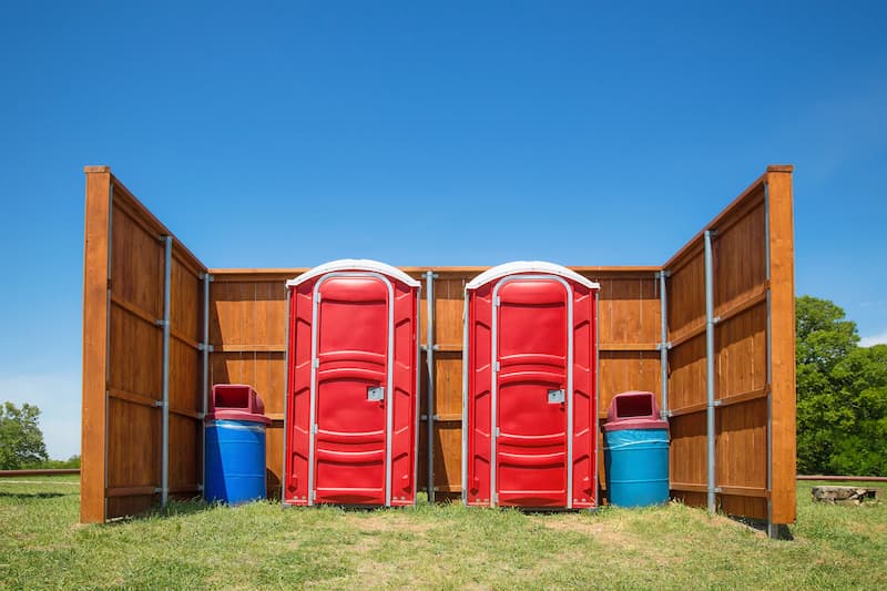 Short-term porta potty units staged for delivery in Paso Robles, California